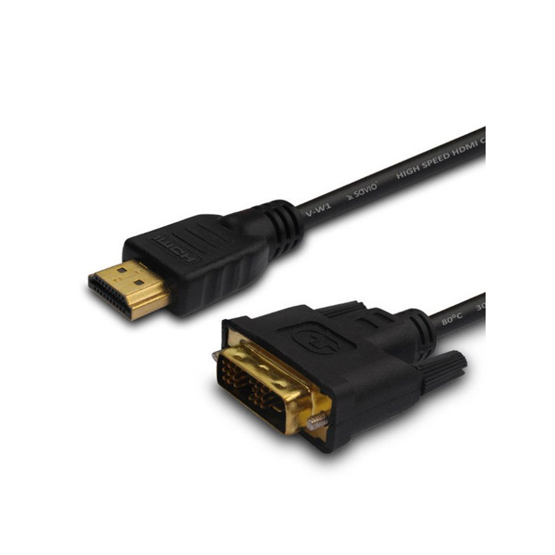 Savio CL-139 video cable adapter 1.8 m DVI-A HDMI Type A (Standard) Black