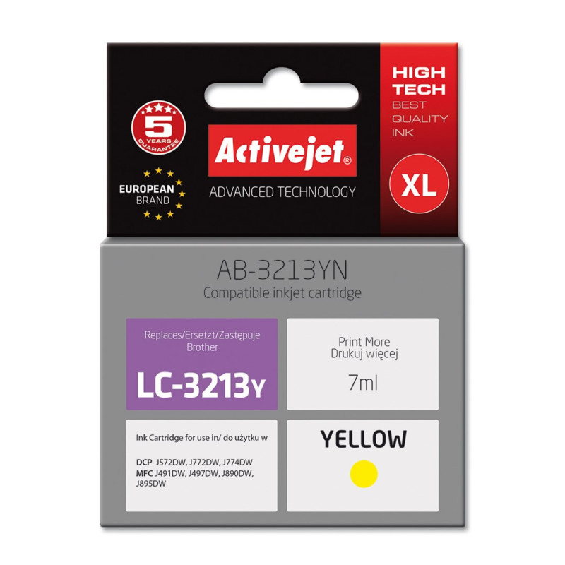 Activejet AB-3213YN Ink cartridge (replacement for Brother LC3213Y Supreme 7 ml yellow)