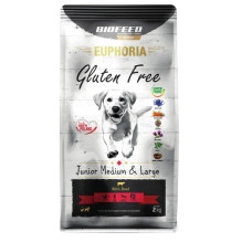 BIOFEED Euphoria Gluten Free Junior vidutinio ir didelio Jautienos - sausas šunų maistas - 2kg