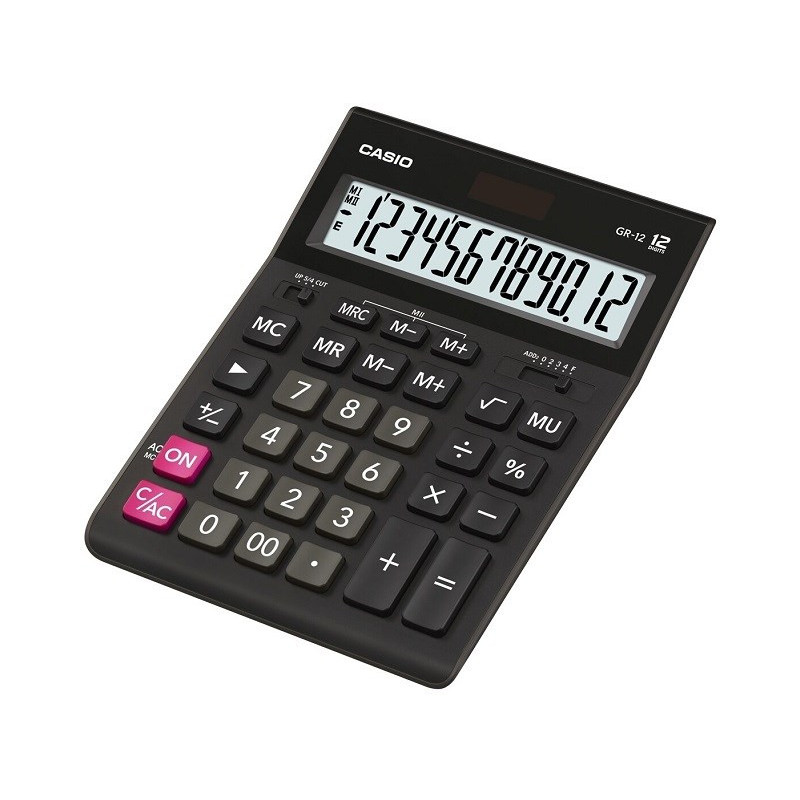 CASIO CALCULATOR OFFICE GR-12 BLACK, 12 DIGIT DISPLAY