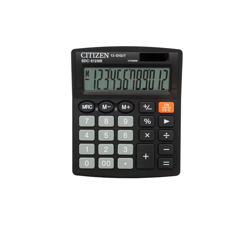 CITIZEN CALCULATOR OFFICE SDC-812NR, 12-DIGIT, 127X105MM, BLACK