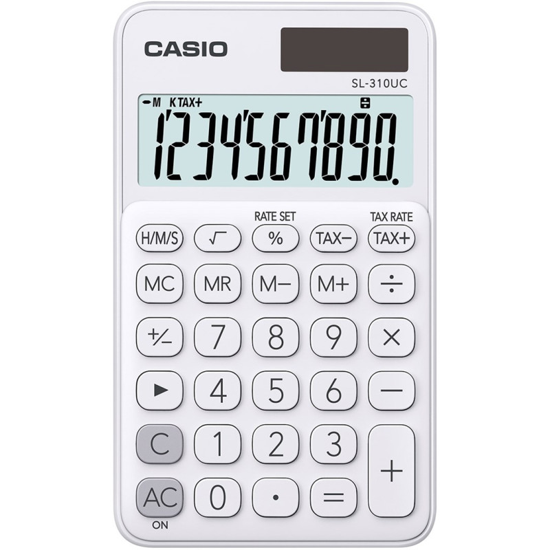 CASIO CALCULATOR, POCKET SL-310UC-WE WHITE, 10 DIGIT DISPLAY