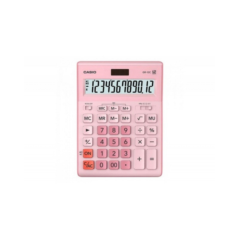 CASIO CALCULATOR GR-12C-PK OFFICE PINK, 12-DIGIT DISPLAY