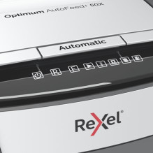 Rexel Optimum AutoFeed+ 50X popieriaus smulkintuvas Kryžminis smulkinimas 55 dB 22 cm Juoda, pilka