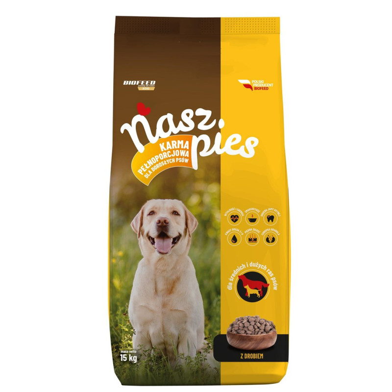 BIOFEED Nasz Pies medium &amp; large Poultry - dry dog food - 15kg