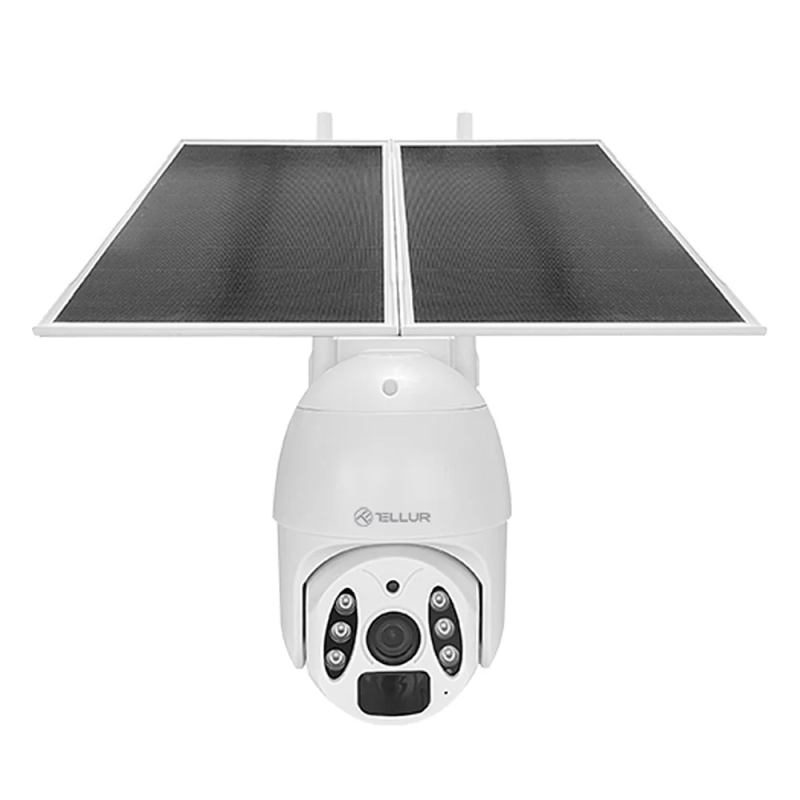 Tellur Smart WiFi Solar Camera P&amp;T 3MP, 2K UltraHD, PIR, 20W solar panel, white