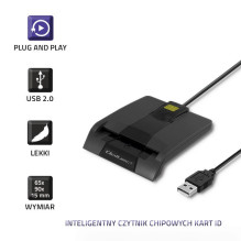 Qoltec 50634 Intelektualus Smart ID lustinių kortelių skaitytuvas SCR-0634, USB Type C