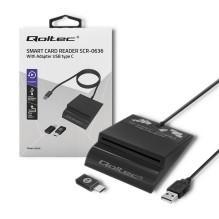 Qoltec 50636 Intelektualus Smart ID lustinių kortelių skaitytuvas SCR-0636, USB tipas C