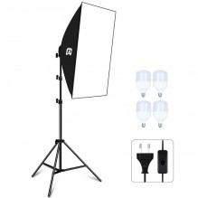 Studijos komplektas Puluz softbox 50x70cm, trikojis, LED lemputė 4 vnt PU5071EU