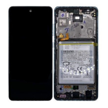 Ekranas Samsung A525 / A526 A52 4G / 5G 2021 su lietimui jautriu stikliuku ir rėmeliu ir baterija Awesome Blue originalu