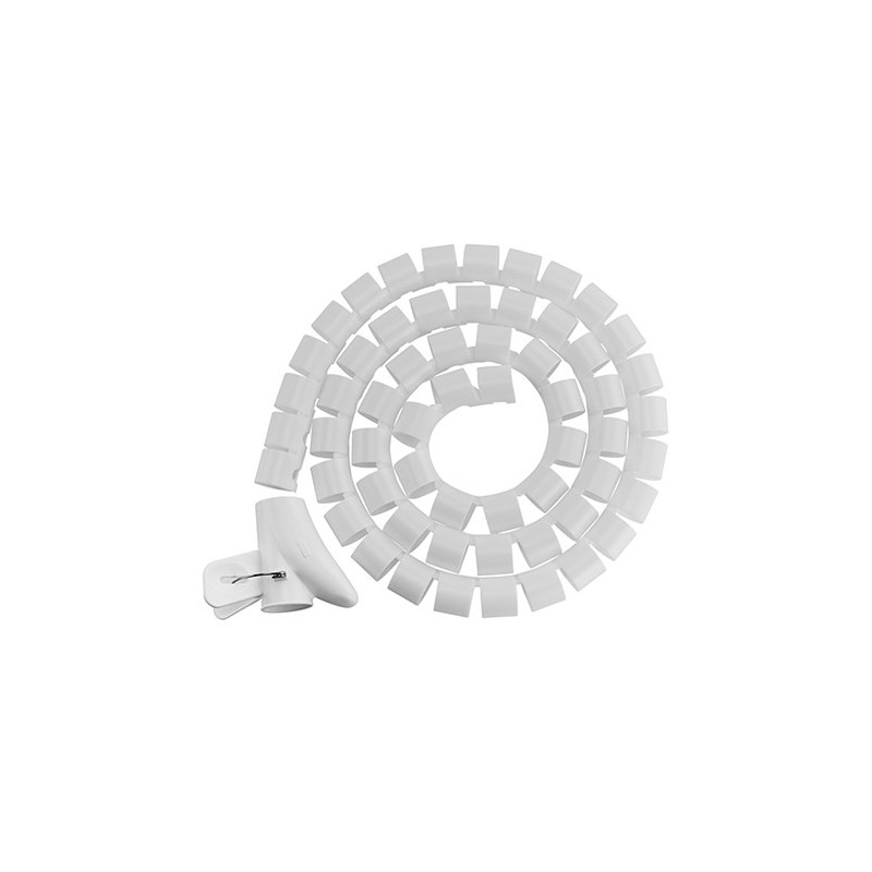 Cable Management - Coiled Tube Cable Sleeve, White, 30mm, 1m