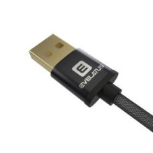Evelatus duomenų kabelis Micro USB EDC02 dvipusės paauksuotos jungtys Juodos spalvos