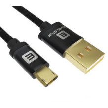 Evelatus duomenų kabelis Micro USB EDC02 dvipusės paauksuotos jungtys Juodos spalvos