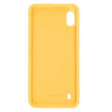 Evelatus Samsung Galaxy A10 Soft Touch silikoninis dėklas su geltonu dirželiu