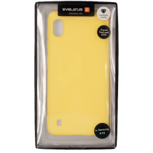 Evelatus Samsung Galaxy A10 Soft Touch silikoninis dėklas su geltonu dirželiu