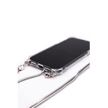 Evelatus Apple iPhone 11 Pro Silicone Transparent with Necklace TPU Strap Silver