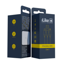 „iLike“ įkrovimo laidas „3 viename“, USB, C tipas, „Lightning“, CCI02 juodas