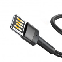 „Baseus Cafule“ dvipusis USB žaibo kabelis 1,5 A 2 m (pilkas + juodas)