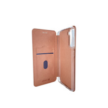 „Evelatus“ „Samsung Galaxy S21“ knygų dėklas, rožinis auksinis