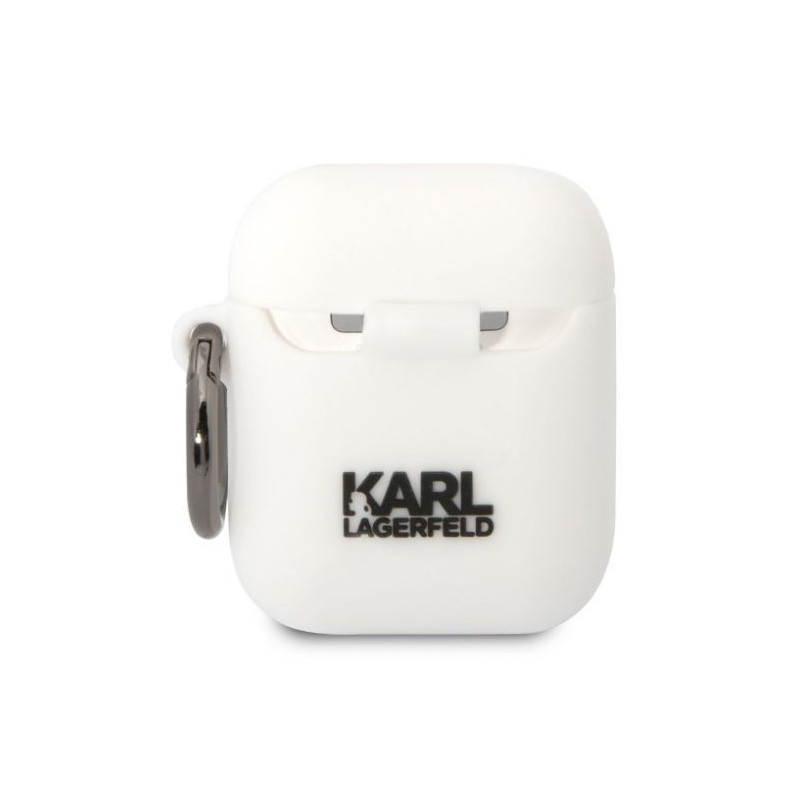 Karl Lagerfeld Apple Airpods 1 / 2 3D Logo NFT Karl Head Silicone Case White