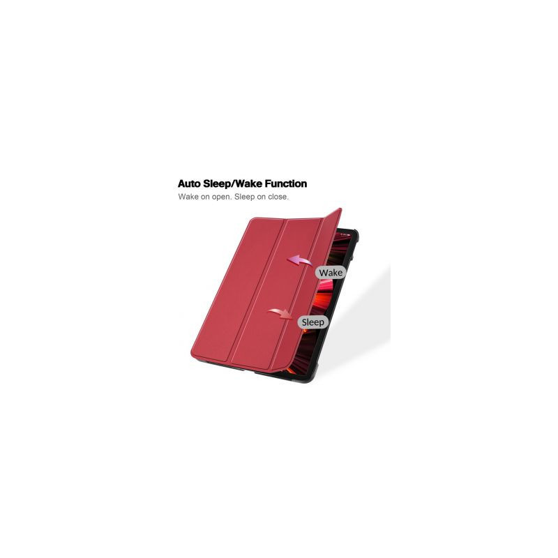 iLike iPad 10.2 Tri-Fold Eco-Leather Stand Case Coral Pink