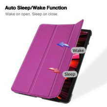 iLike Galaxy Tab S9 FE Plus Tri-Fold Eco-Leather Stand Case Purple