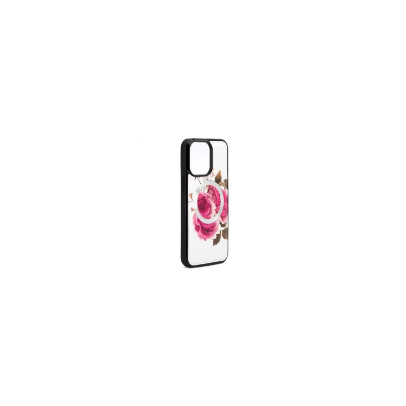 Evelatus Apple iPhone 15 Pro Max Leather Case Zipper Design Flower White