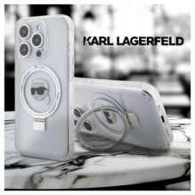 Karl Lagerfeld Apple iPhone 15 Pro Hardcase Ring Stand Karl Head MagSafe Transparent