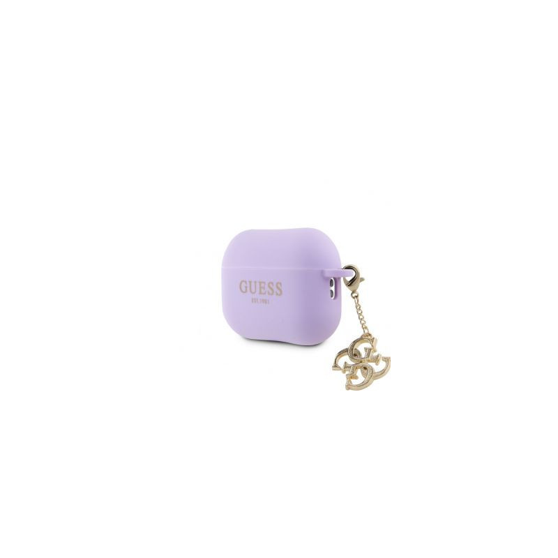 Guess Apple Airpods Pro 2 Case Silicone Classic Logo Gold With 4G Charm Purple