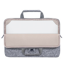 RIVACASE Anvik 13.3&quot; Laptop sleeve, light grey, with handle, waterproof material, plush interior, back pocket for s