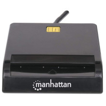 Manhattan USB-A Contact Smart Card Reader, 12 Mbps, Friction type compatible, External, Windows or Mac, Cable 105cm, Bla