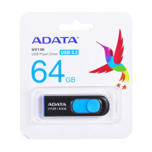 ADATA 64 GB DashDrive UV128 USB atmintinė A tipo USB 3.2 Gen 1 (3.1 Gen 1) Juoda, mėlyna