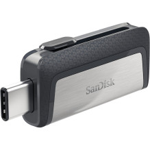 Sandisk Ultra Dual Drive USB Type-C USB atmintinė 128 GB USB Type-A / USB Type-C 3.2 Gen 1 (3.1 Gen 1) Juoda, sidabrinė