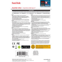 Sandisk Ultra Dual Drive USB Type-C USB atmintinė 128 GB USB Type-A / USB Type-C 3.2 Gen 1 (3.1 Gen 1) Juoda, sidabrinė