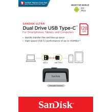 Sandisk Ultra Dual Drive USB Type-C USB atmintinė 128 GB USB Type-A / USB Type-C 3.2 Gen 1 (3.1 Gen 1) Juoda, sidabrinė