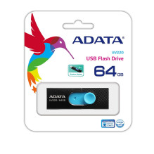 ADATA UV220 USB atmintinė 64 GB USB Type-A 2.0 juoda, mėlyna