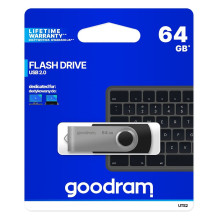 Goodram UTS2 USB atmintinė 64 GB USB Type-A 2.0 juoda, sidabrinė