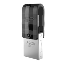 „Silicon Power Mobile C31“ USB atmintinė 32 GB A tipo USB / C tipo USB 3.2 Gen 1 (3.1 Gen 1) Juoda, sidabrinė