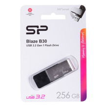 Silicon Power Blaze B30 USB atmintinė 256 GB USB Type-A 3.2 Gen 1 (3.1 Gen 1) Juoda, sidabrinė