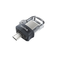 „SanDisk Ultra Dual m3.0“ USB atmintinė 256 GB A tipo USB / Micro-USB 3.2 Gen 1 (3.1 Gen 1) Juoda, sidabrinė, skaidri