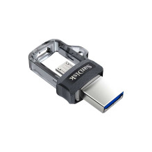 „SanDisk Ultra Dual m3.0“ USB atmintinė 128 GB A tipo USB / Micro-USB 3.2 Gen 1 (3.1 Gen 1) Juoda, sidabrinė, skaidrus
