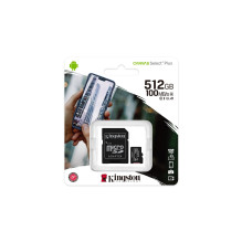 Kingston Technology 512GB micSDXC Canvas Select Plus 100R A1 C10 Card + ADP