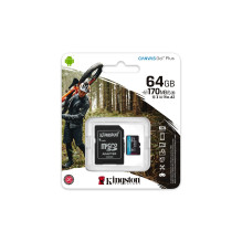 Kingston Technology 64GB microSDXC Canvas Go Plus 170R A2 U3 V30 kortelė + ADP