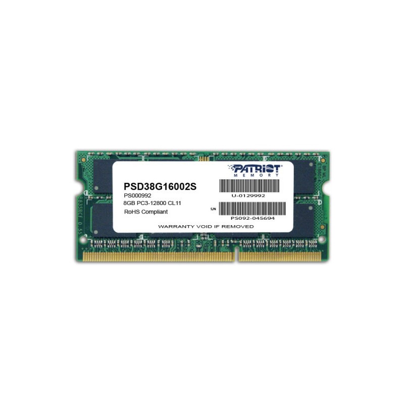 Patriot Memory 8GB PC3-12800 atminties modulis 1 x 8 GB DDR3 1600 MHz