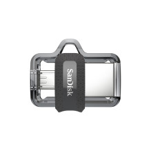 Sandisk Ultra Dual m3.0 USB atmintinė 64 GB A tipo USB / Micro-USB 3.2 Gen 1 (3.1 Gen 1) Juoda, sidabrinė, permatoma