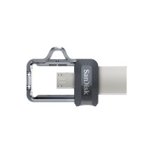 Sandisk Ultra Dual m3.0 USB atmintinė 64 GB A tipo USB / Micro-USB 3.2 Gen 1 (3.1 Gen 1) Juoda, sidabrinė, permatoma