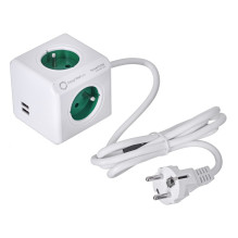 Allocacoc 2402GN / FREUPC power extension 1.5 m 4 AC outlet(s) Indoor Green, White