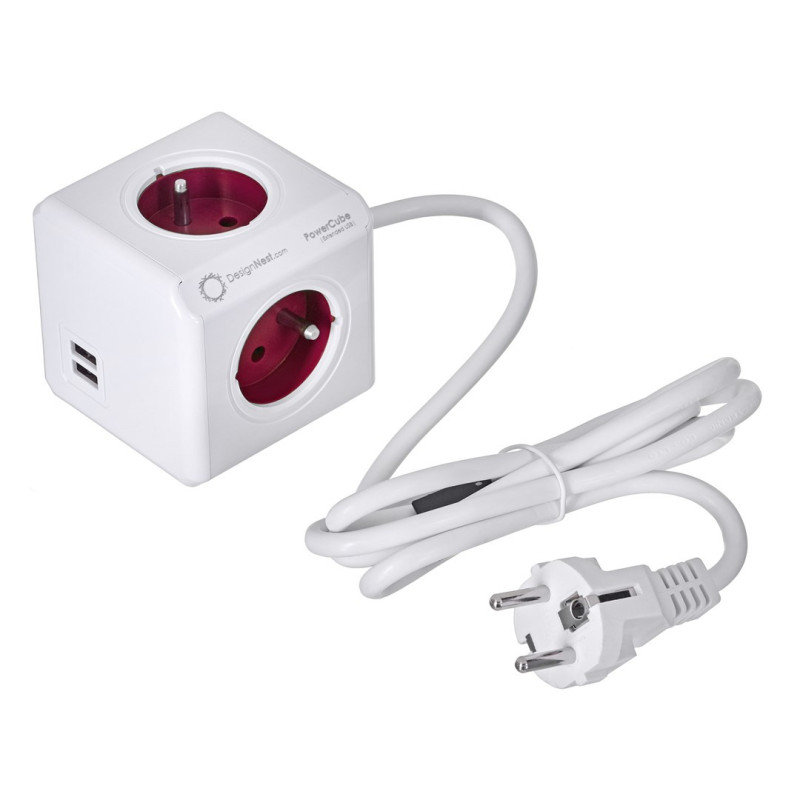 Allocacoc 2402RD / FREUPC power extension 1.5 m 4 AC outlet(s) Indoor Red, White