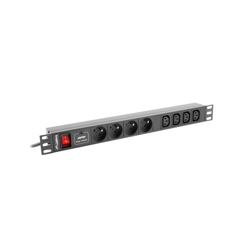 Lanberg Power strip Rack PDU (1u,10a,8x 230v,2m) pdu-04e04i-0200-iec-bk