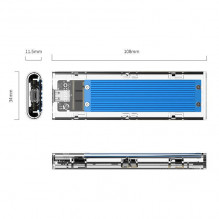 Enclosure SDD M.2 Orico, NVME, USB-C 3.1 Gen.2, 10Gbps (blue)